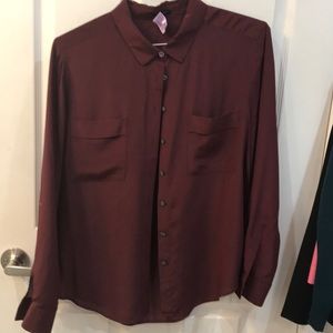 Ann Taylor Burgundy Silk Top